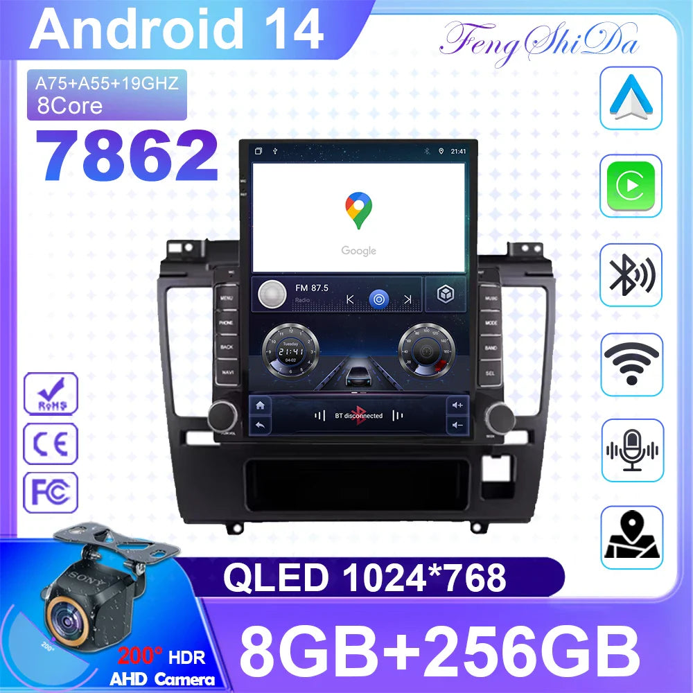 9.7 Inch Android Auto Carplay For Nissan Tiida C11 2004-2013  Style Car Multimedia Video Player 5G Wifi Navigation No 2din