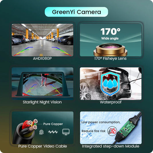 GreenYi AHD 1080P Car Rear View Camera 170° Fisheye Golden Lens Full HD Night Vision Vehicle Reversing Backup Front Cameras G999