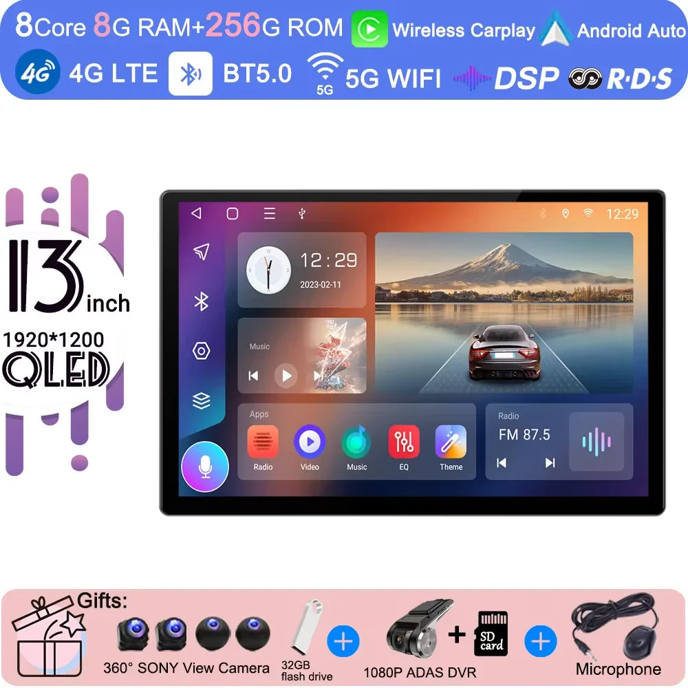 13.3 inch Android 14 Carplay Auto For Jeep Wrangler 3 JK 2011 2012 2013 2018 Car Radio Player Multimedia srereo Navigation BT