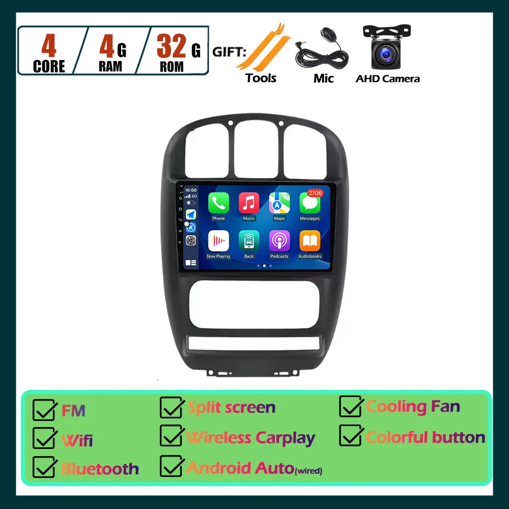 Wireless Carplay Android Auto Screen For Chrysler Voyager Rg Rs Town  & Country Rs 2000-2007 Multimedia Player Stereo Tools 4G