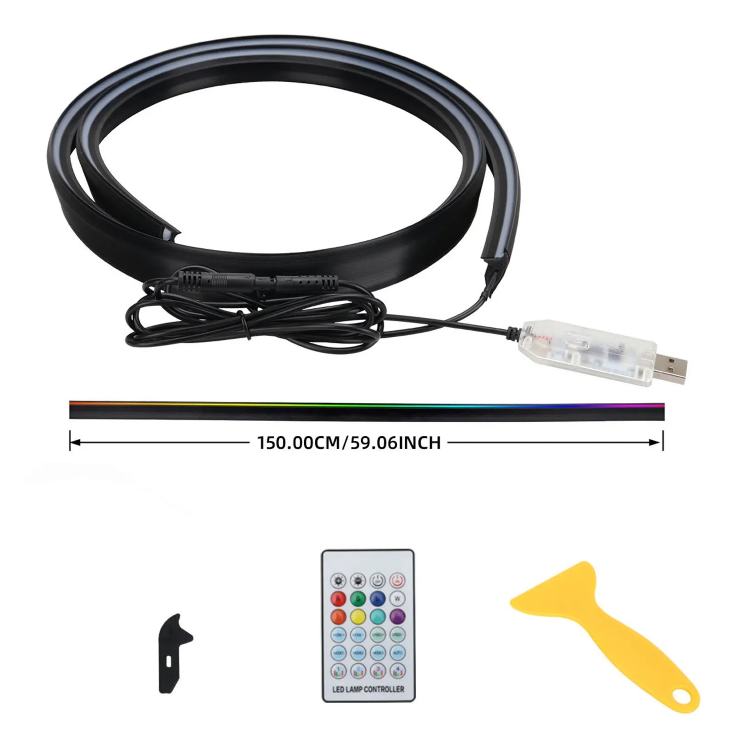 Front Windshield LED Car Interior Lights 150cm RGB USB APP Control Remote Symphony Lamp Universal For Tesla BMW Audi Volvo GLC