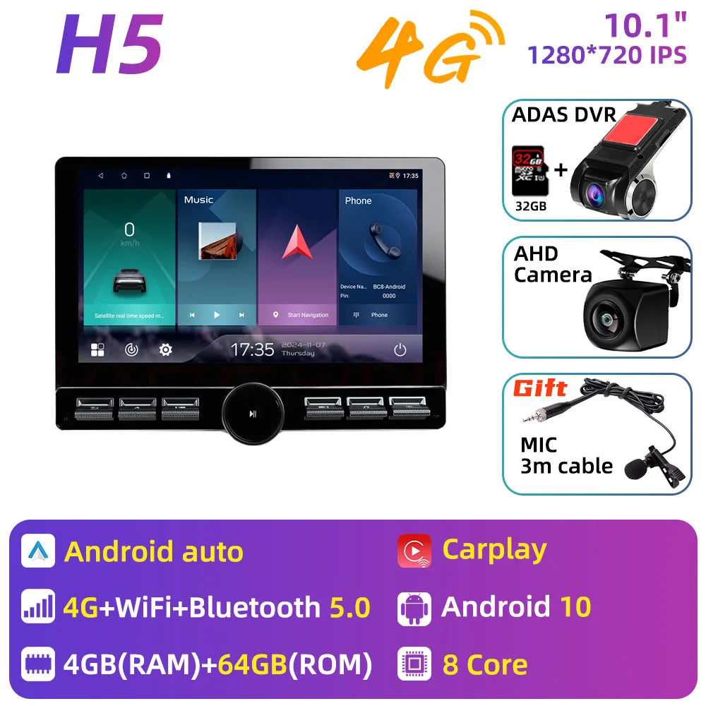 10.1 Inch Android 10 2 Din Car Radio Multimedia Large Screen Head Unit Carplay Android Auto Navigation GPS WiFi FM