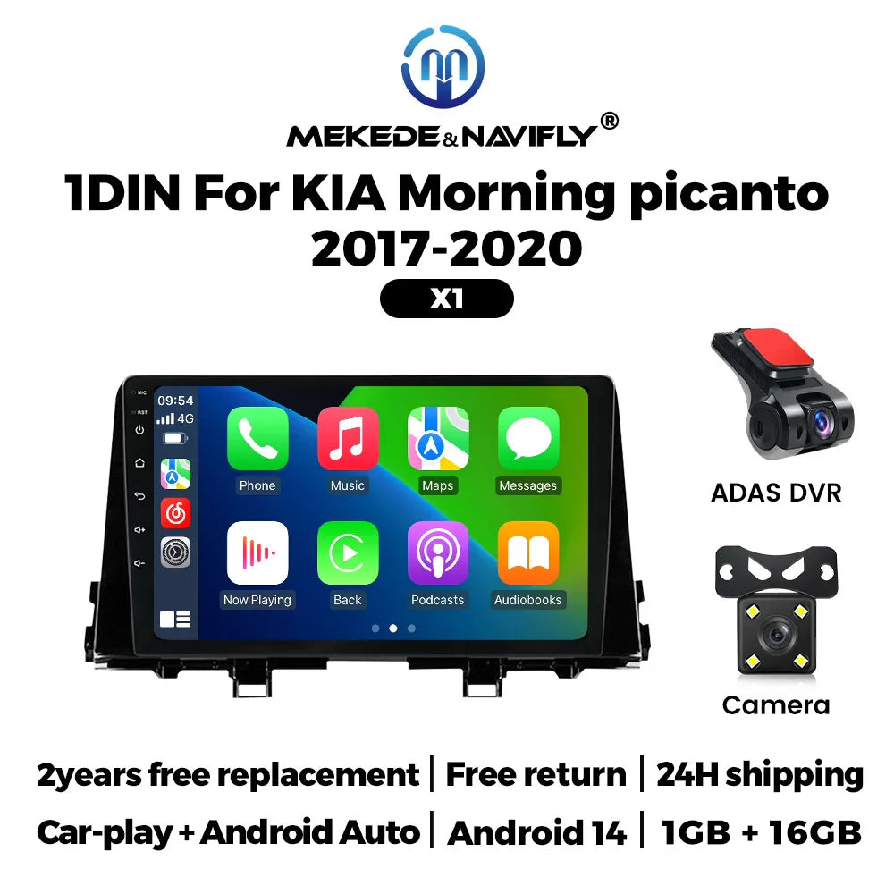 MEKEDE&NAVIFLY Android 14 For KIA Morning picanto 2017-2020 Car Stereo 1 Din Autoradio Carplay Host unit 9" Android touch screen