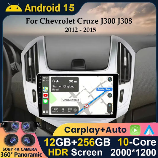 9" Android 15 Car Radio Video Player For Chevrolet Cruze J300 J308 2012 2013 2014 2015 GPS DSP Serero Auto Carplay 8G 1256G