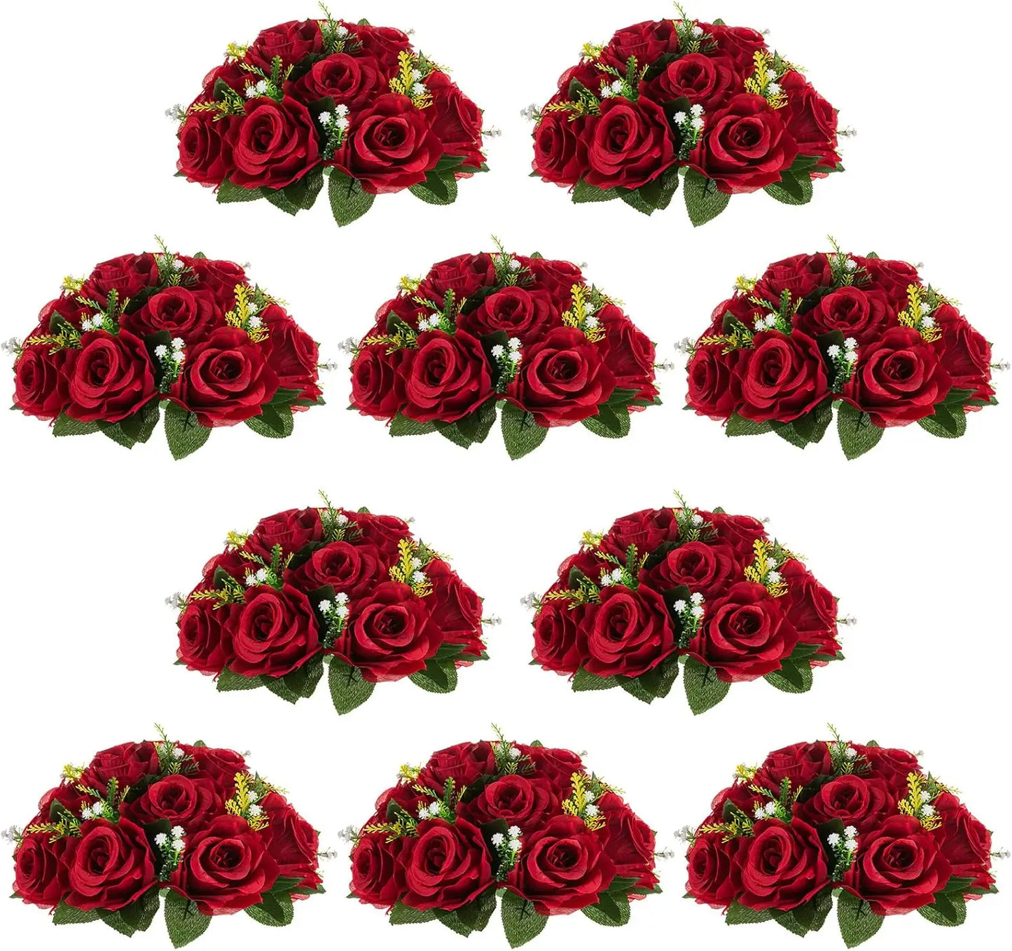 Artificial Flower Centrepieces for Tables - 10 Pcs Dusty Rose Fake Flowers Roses Balls 9.5in Diameter - Silk Faux Rose Arrangeme