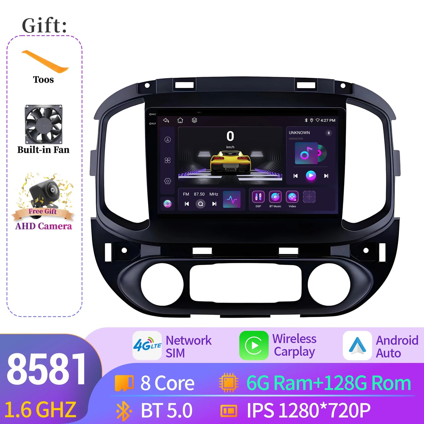 For Chevrolet Colorado-GMC Canyon 2015-2017 Car Radio Wireless BT Carplay Navigation Android 14 7862S 8G 256G 2K QLED Screen