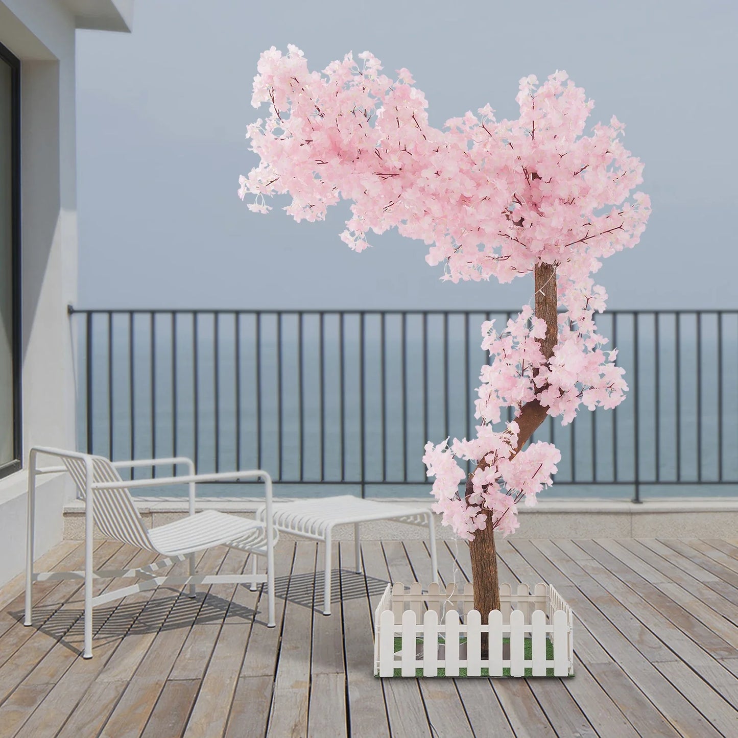 Pink Fake Sakura Tree,Artificial Cherry Tree, Artificial Flowers Home Decoration Wedding Floral Materials with 100*LED Bulbs