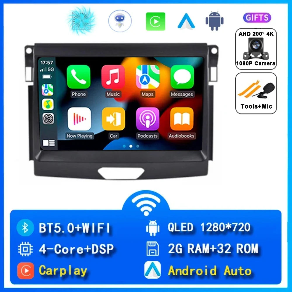 Android 15 Car Radio Stereo QLED Screen For Ford Ranger 2015 2016 2017 2018 2019 2020 GPS Multimedia Carplay Autoradio Head unit