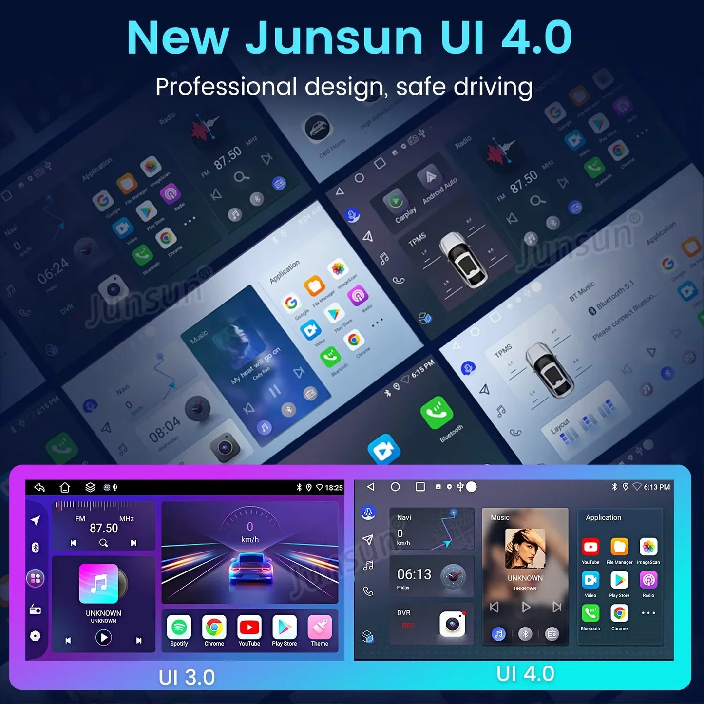 Junsun Car Stereo For Dodge RAM 1500 2013-2019 Intelligent System Wireless Carplay Android Auto GPS Navigation WiFi 4G DSP SWC