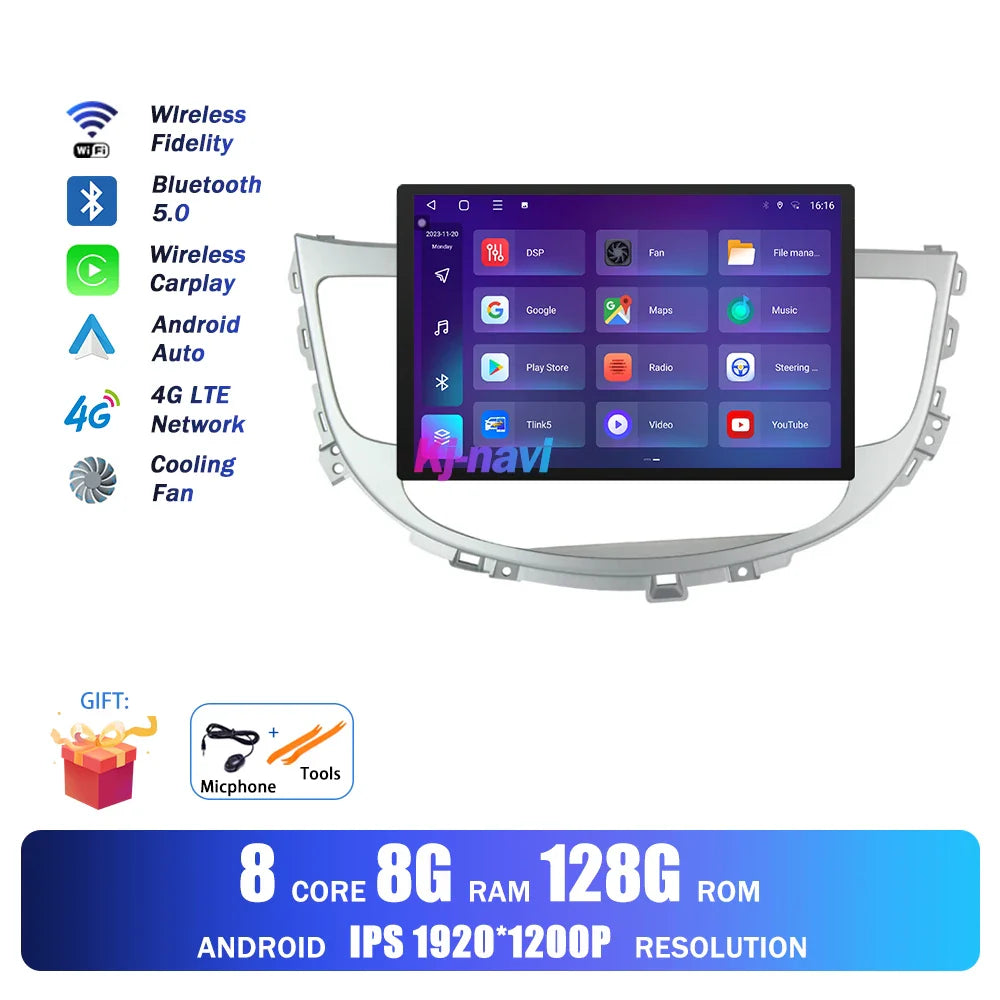 13.1Inch Android Auto Car Radio For Hyundai Rohens Genesis 2008 - 2013 Multimedia Player GPS Navigation BT Carplay 4G Wifi