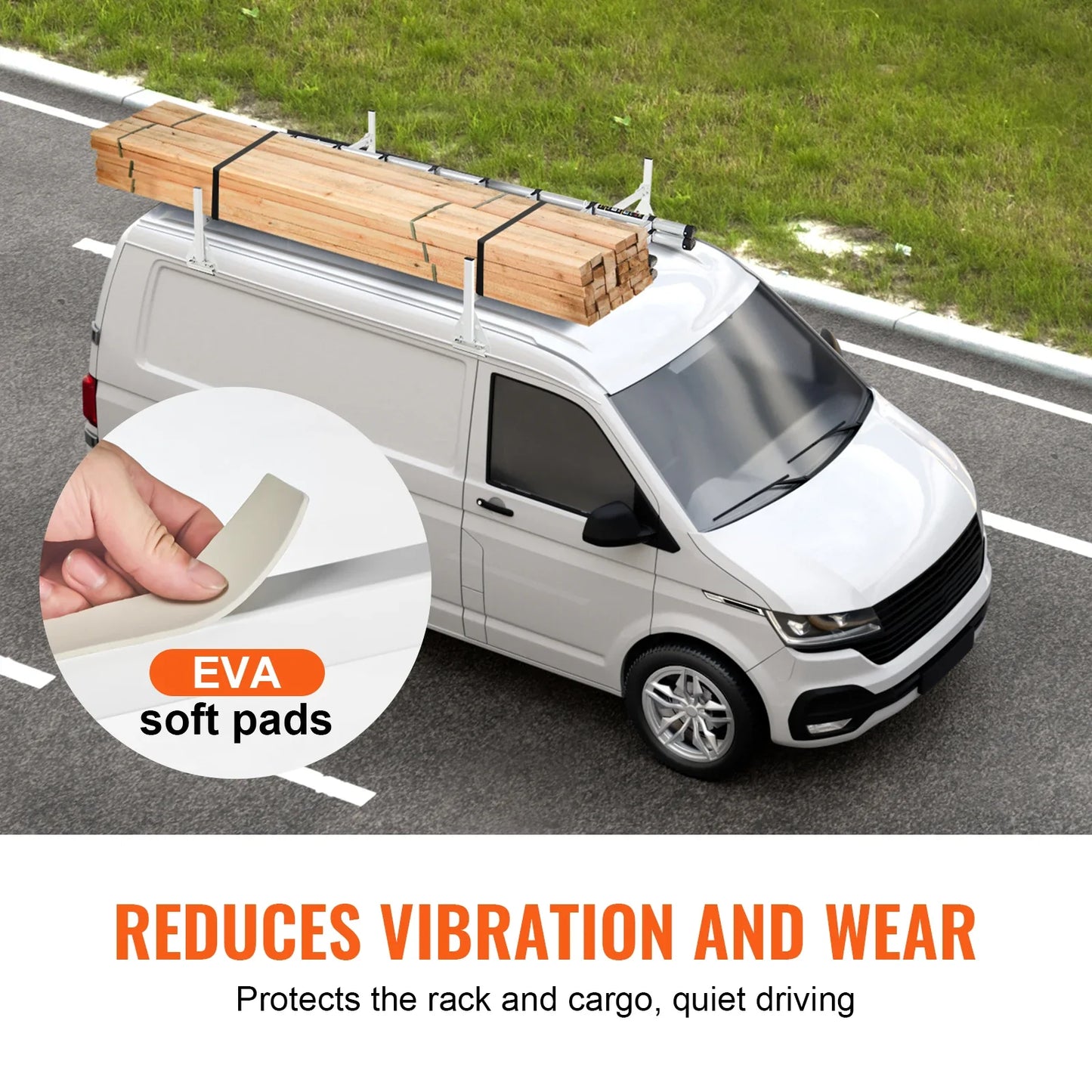 VEVOR Trailer Ladder Rack Adjustable Roof Rack 2/3 Crossbars Van Roof Ladder Rack Fit for Chevrolet 1500 / Ford E150 /GMC Savana