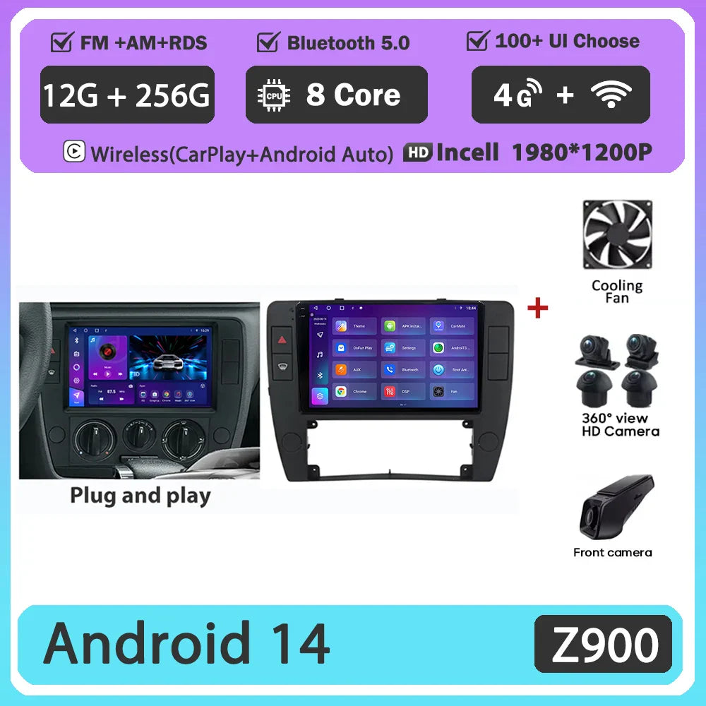 Android 14 Carplay+auto For Volkswagen Passat B5 2000 - 2005 Car Radio Multimedia Video Player Navigation GPS No 2din 2 din dvd