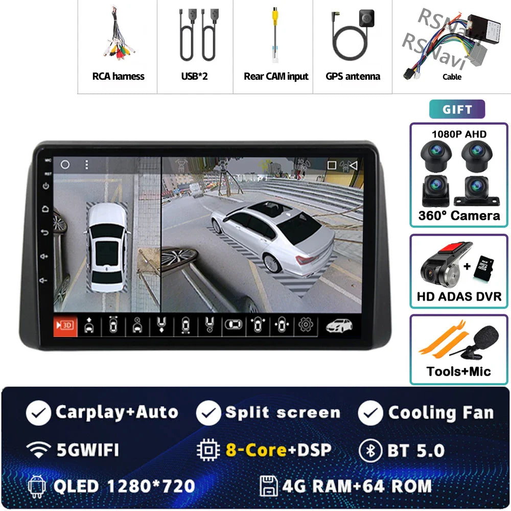 Android 14 Carplay Car Radio For Chrysler Grand Voyager 5 For Dodge Grand Caravan 2008 2011-2020 GPS Multimedia Stereo Head Unit