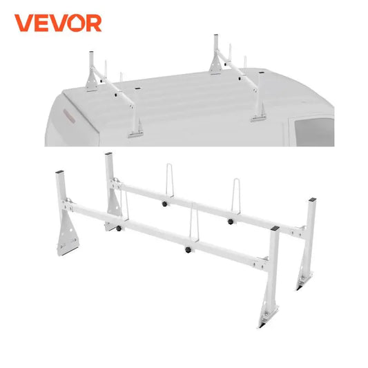 VEVOR Trailer Ladder Rack Adjustable Roof Rack 2/3 Crossbars Van Roof Ladder Rack Fit for Chevrolet 1500 / Ford E150 /GMC Savana