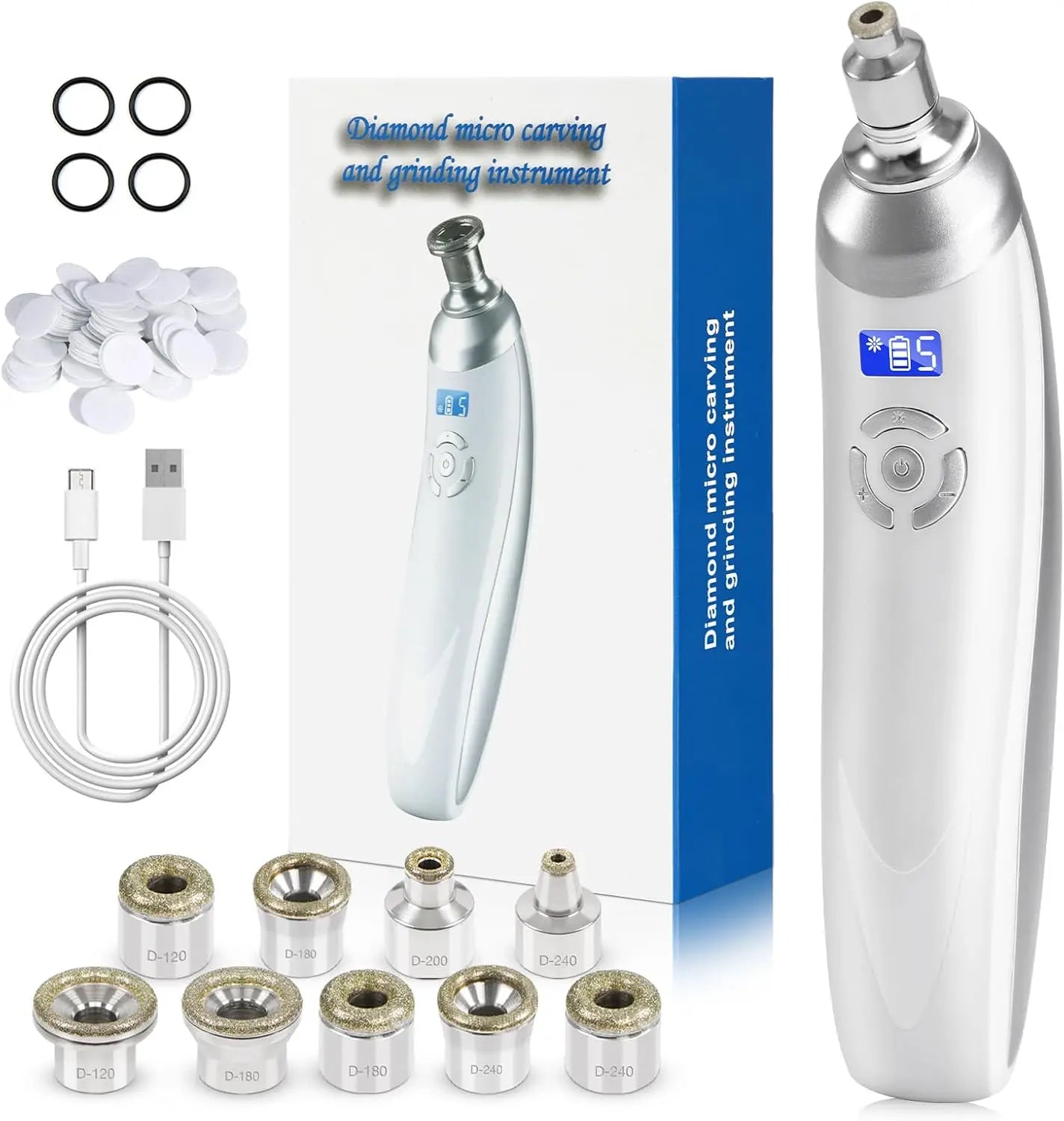 Microdermabrasion Machine 9pcs Diamond Dermabrasion Head, Suction Facial Device with 5 Levels for Skin Care Salon Home Use