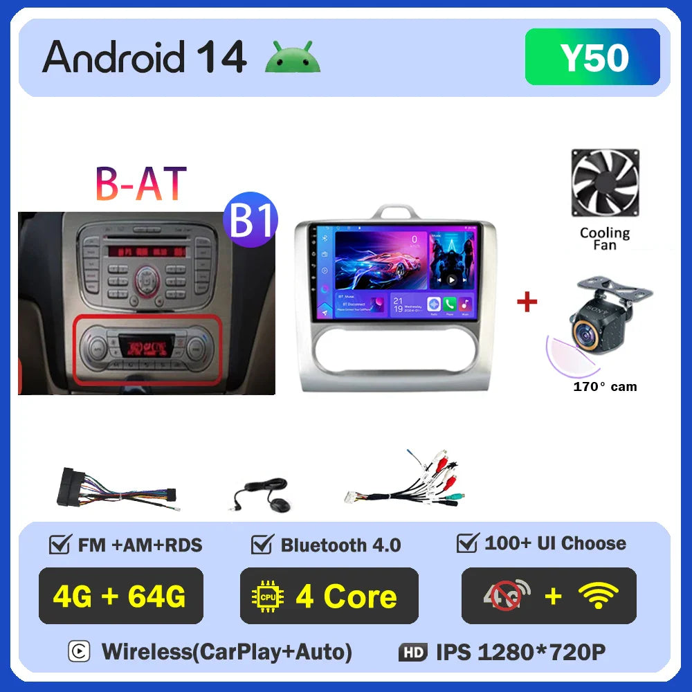 2din Android 14 Carplay Radio For ford focus 2 3 Mk2 Mk3 2004-2011 Automotive Car Multimedia GPS Autoradio 8 Core Wifi DSP BT
