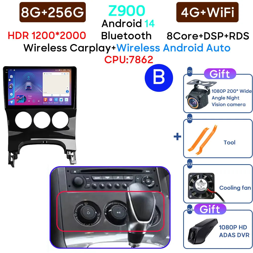 Car Radio Android 14 For Peugeot 3008 5008 2009-2016 LHD Navigation GPS Android Stereo Multimedia Player Screen No 2din 4G Wifi