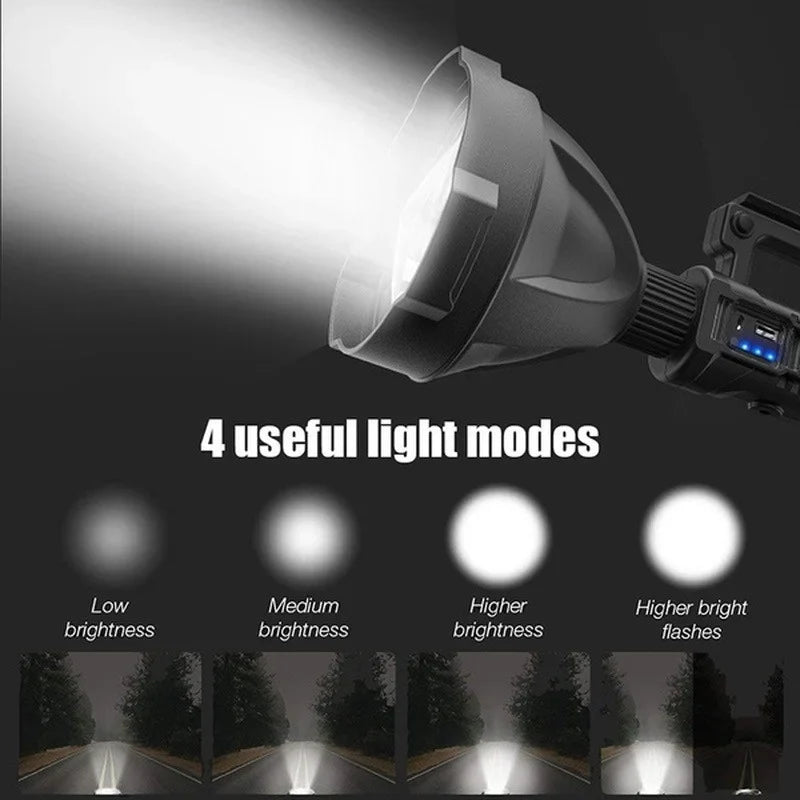 NEW P90 Portable Powerful LED Flashlight Handheld Searchlight USB Rechargeable Spotlight Waterproof Torch Work Light Outdoor power tools