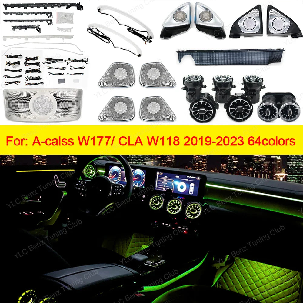 Ambient Light For Mercedes-Benz W177 W118 64 Colors LED Illuminated Atmosphere Star Panel Ambient Light Advanced Air Outlet