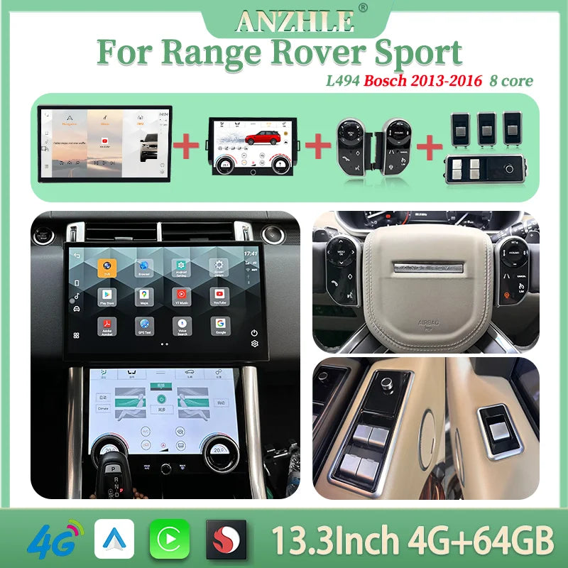 13"For Range Rover Sport L494 Android 13 Multimedia Player Car GPS Radio Wireless Carplay And Android Auto Original Car OEM Menu
