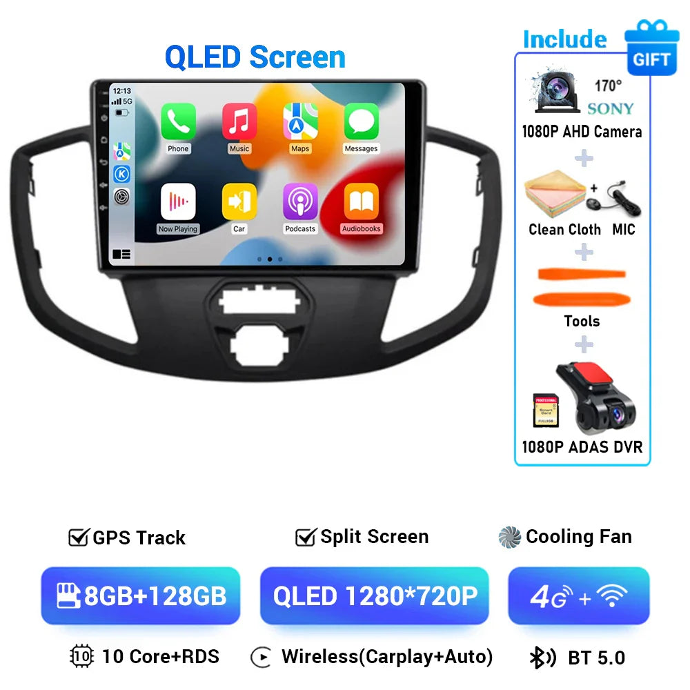 Android 15 Wireless Carplay&Auto WIFI+4G For Ford Transit 2015 2016 2017 2018 Car Radio Multimedia Video Player GPS Stereo 2din