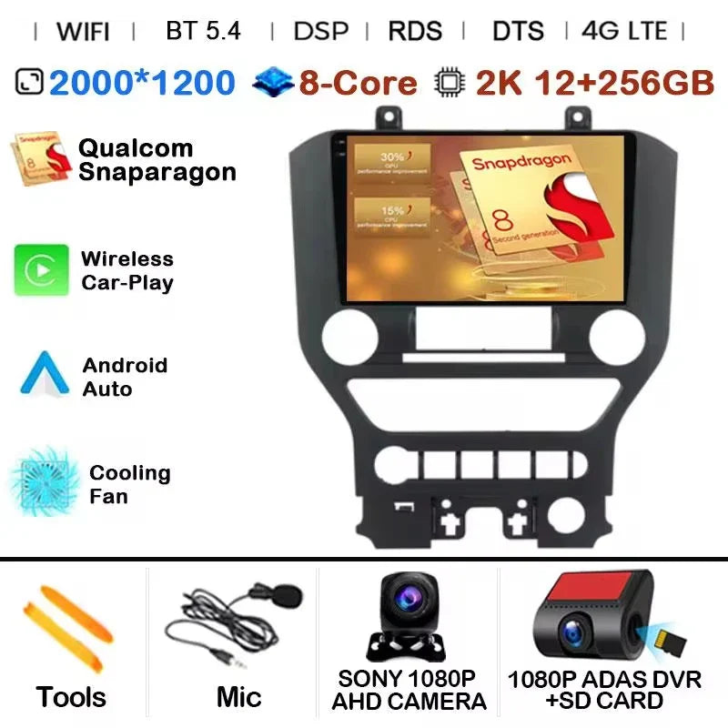 Android 14 9'' Car Radio For Ford Mustang 6 VI S550 2014 - 2021 Auto Carplay Multimedia Vedio player Navigation GPS 4G WIFI GPS