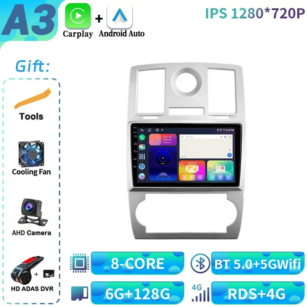 Android 14 For Chrysler 300C 2004-2011 Car Radio 4G GPS BT Carplay Navigation Wireless Bluetooth Carplay Head Unit Touch Screen