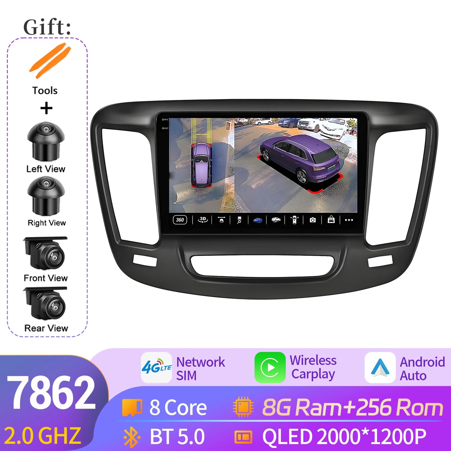 For Chrysler 200 200C 200S 2015-2019 Android 14 Car Radio Stereo Multimedia Navigation Carplay WIFI 4G 5G BT 2K QLED Screen