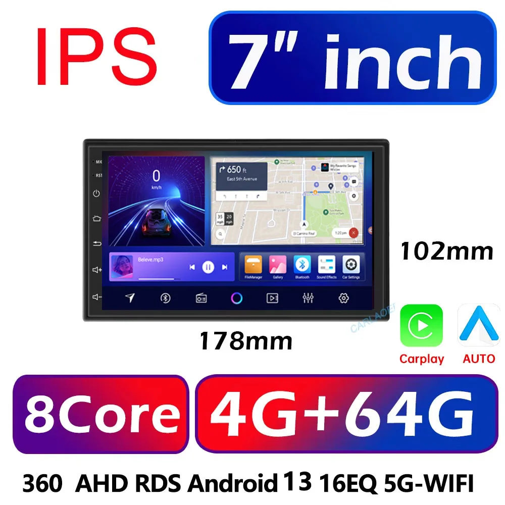 2 din Car play Android Radio Multimedia 7 9 10 inch CarPlay Android 13 Auto  stereo receiver Player 2DIN GPS 4G 64G