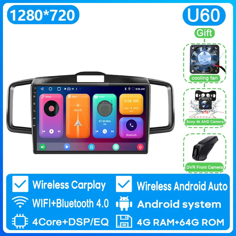 WIFI For Honda Freed 1 2008 - 2016 Car Radio Multimedia Video Player Navigation GPS Android Auto QLED Screen No 2din 2 din DVD
