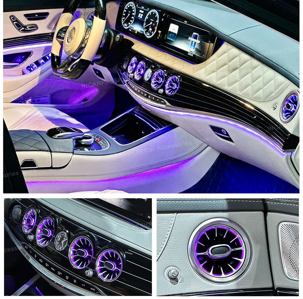 Upgrade LED Turbine Nozzle Ambient Light for Mercedes Benz W213/W205/X253/W222/W223/W206 C/E/GLC/S-Class Air Vents