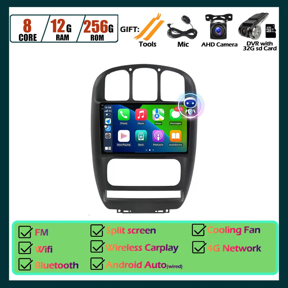 Wireless Carplay Android Auto Screen For Chrysler Voyager Rg Rs Town  & Country Rs 2000-2007 Multimedia Player Stereo Tools 4G