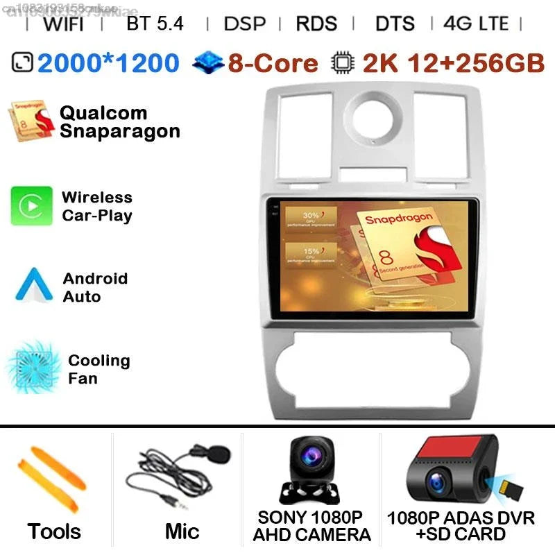 Android 14 For Chrysler 300/300C 2004-2011 Car Radio Stereo Wifi Navi Multimedia Video Player Autoradio 2Din 9in GPS Navi Maps