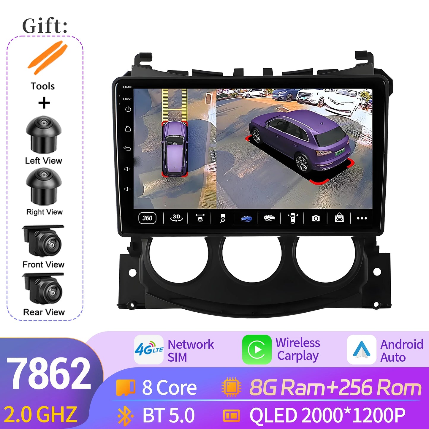 For Nissan 370 Z 370Z 2009-2012 Car Radio Multimedia Player Navigation 4G Wireless BT CarPlay Android 14 7862S 2K QLED Screen