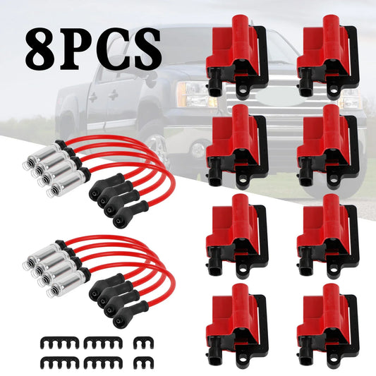 Artudatech 8x D581 Square Ignition Coils Ultra High & Spark Plug Wires 3859078 For GMC Car Accessories
