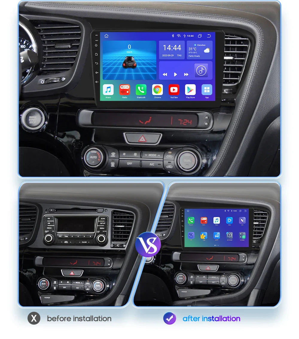 Hizpo 9" Car Radio for Kia K5 Optima 2011-2015 GPS Navigation 2 din Android Auto Multimedia Video Player 4G WIFI Carplay RDS DSP