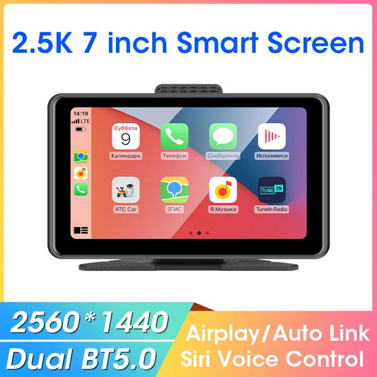 Vtopek 7" Car DVR Dash Cam Wireless Carplay & Android Auto Touch Screen Car Radio Multimedia Video Player Bluetooth Stereo GPS