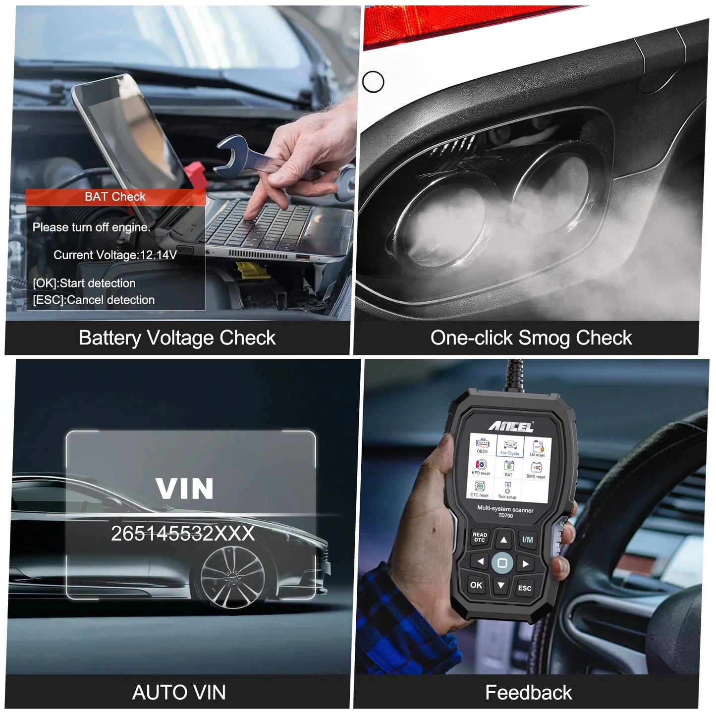 Ancel TD700 OBD2 Scanner All System Fit For TOYOTA CAMRY LEXUS COROLLA Reader  Transmission TPMS Relearn ABS Engine