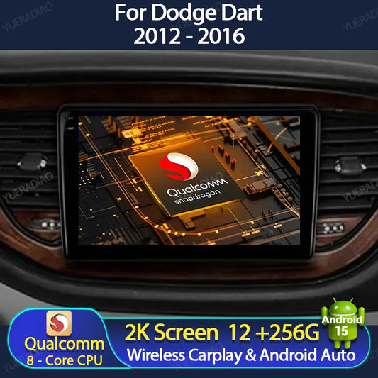 Android 15 Car Radio For Dodge Dart 2012 - 2016 BT Head Unit 4G WIFI Qualcomm GPS NAVI 2DIN Multimedia Video Player QLED LTE 5G