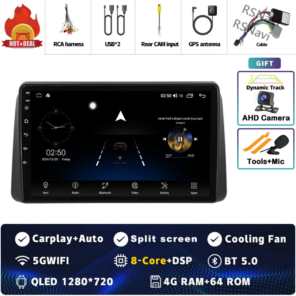 Android 14 Carplay Car Radio For Chrysler Grand Voyager 5 For Dodge Grand Caravan 2008 2011-2020 GPS Multimedia Stereo Head Unit