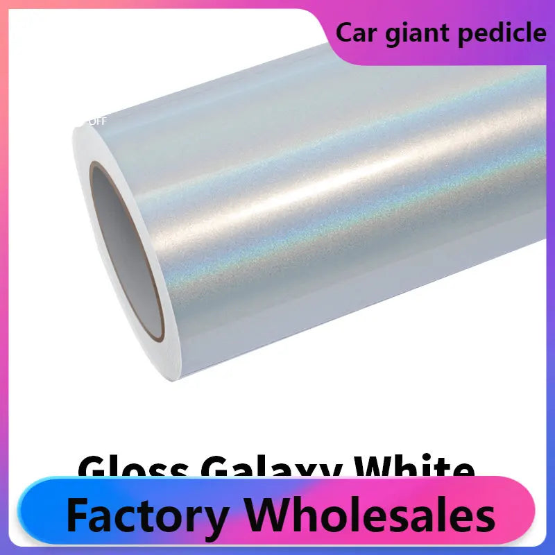 Holographic Gloss Galaxy White Vinyl Wrap film wrapping film bright 152*18m quality Warranty covering film voiture