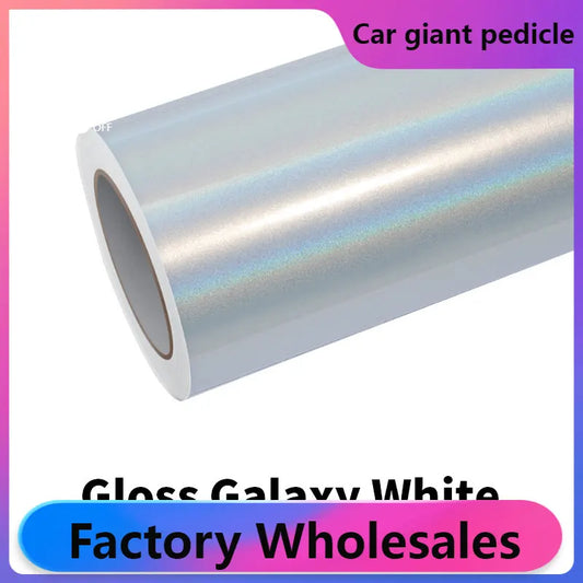 Holographic Gloss Galaxy White Vinyl Wrap film wrapping film bright 152*18m quality Warranty covering film voiture