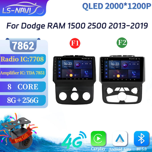 For Dodge RAM 1500 2500 2013-2019 Android 14 Multimedia Navigation Stereo Car Radio Wireless Carplay 2K QLED Head Unit Screen