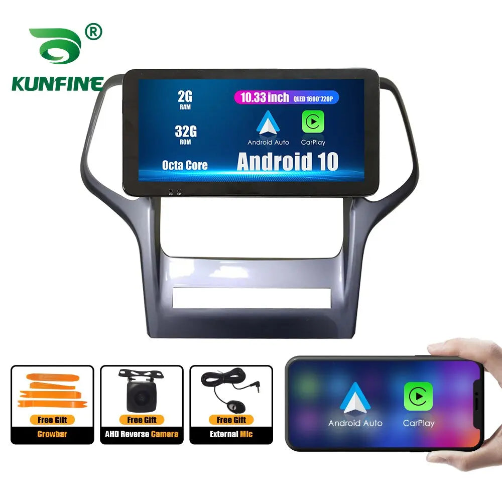 10.33 Inch Car Radio For Jeep Grand Cherokee 08-13 2Din Android Octa Core Car Stereo DVD GPS Navigation Player QLED Screen