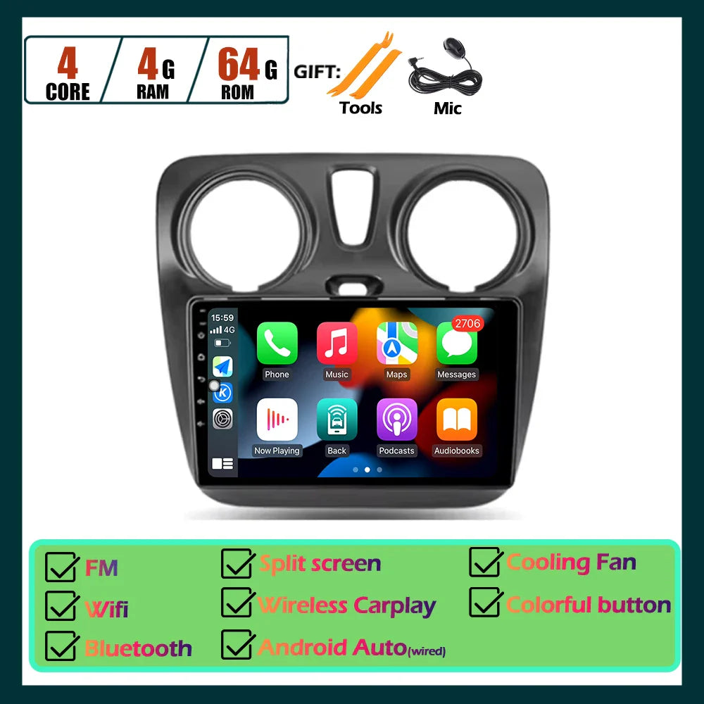 Carplay Android Auto Touch Screen For Renault Dokker For Lodgy Dacia 2012 - 2020 Automotive Multimedia Player Car Accessories