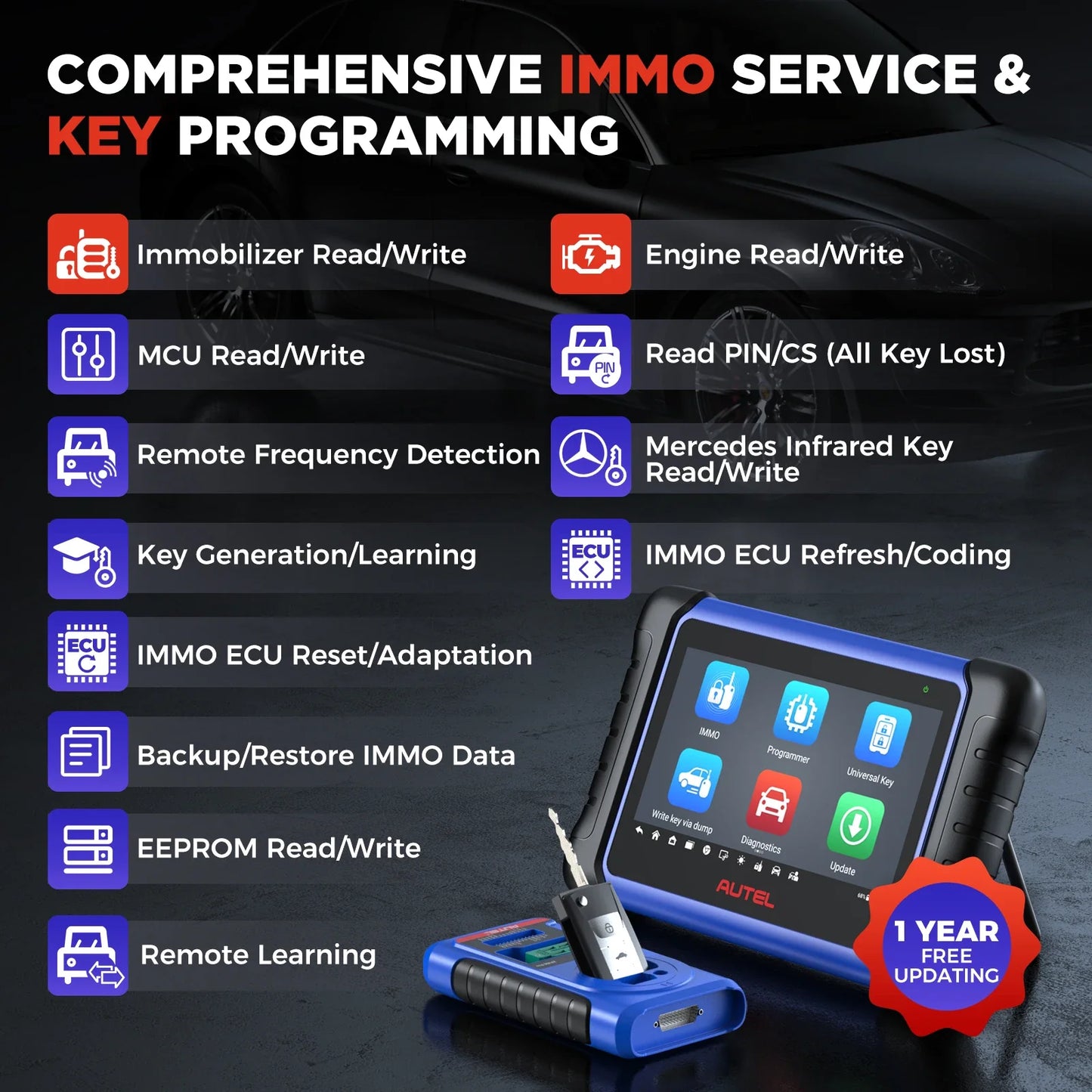 Autel MaxiIM IM508S XP400 PRO Car Key Programming Tool OBD2 Scanner All-in-One IMMO Key Programmer Active Test PK IM508