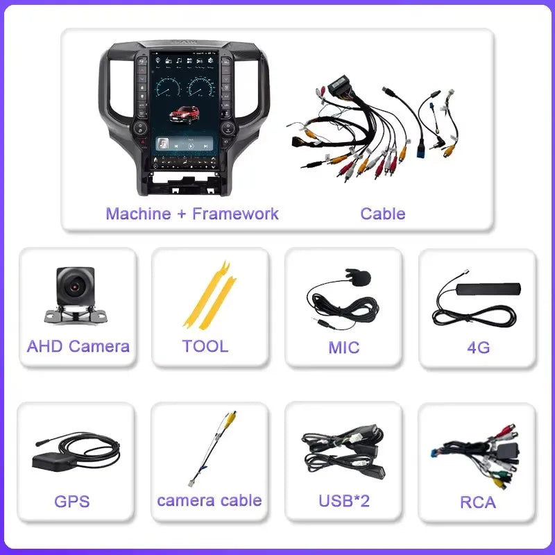 Android 13 Car Radio For Dodge Ram 2019 - 2024 Carplay GPS Navigation Multimedia Video Player 13.6 Inch Touch Screen Head Unit