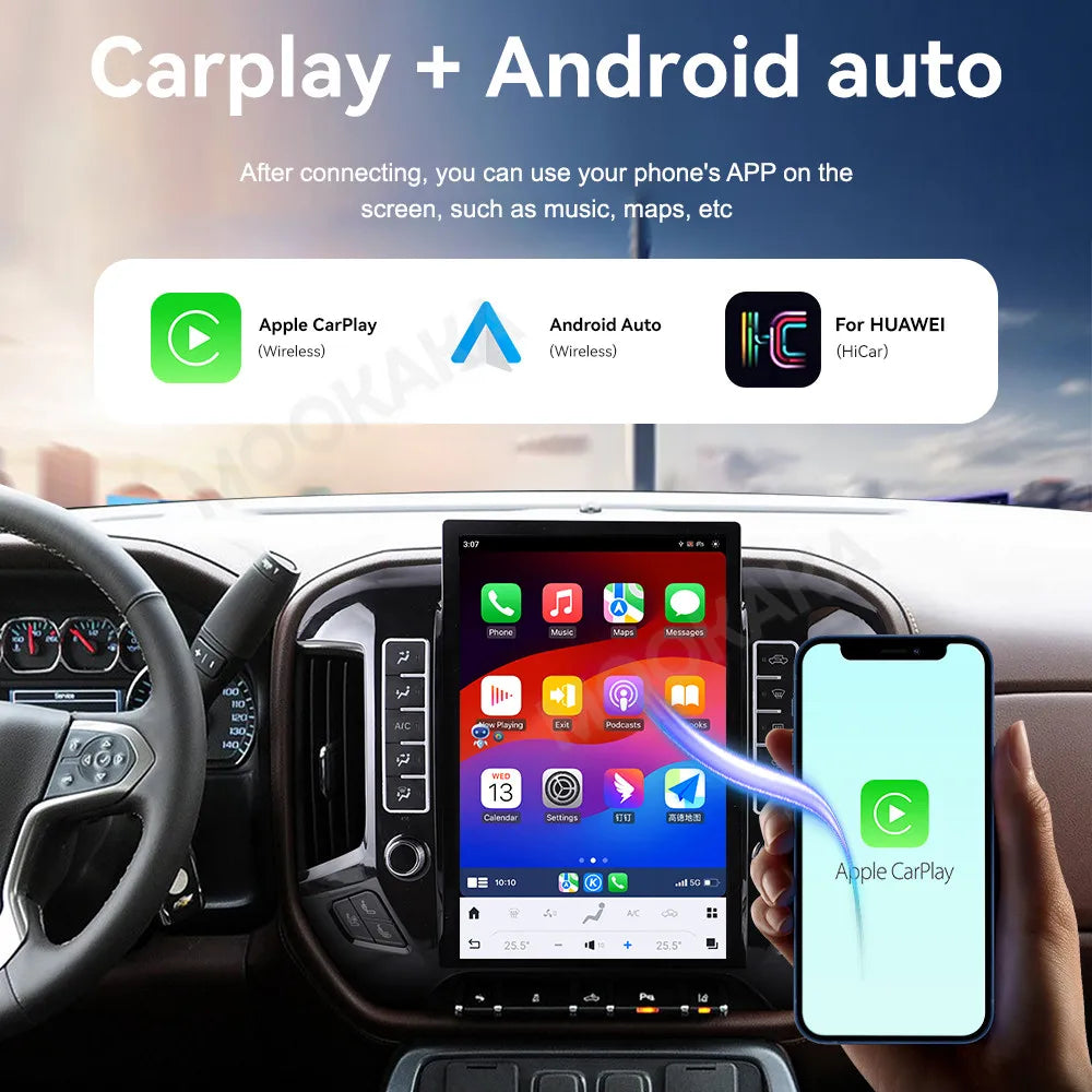 14.4" inch Android 14.0 8+256GB Tesla Screen Car Radio DSP Player For Chevrolet Silverado GMC SIERRA 2014-2018 GPS Radio Stereo