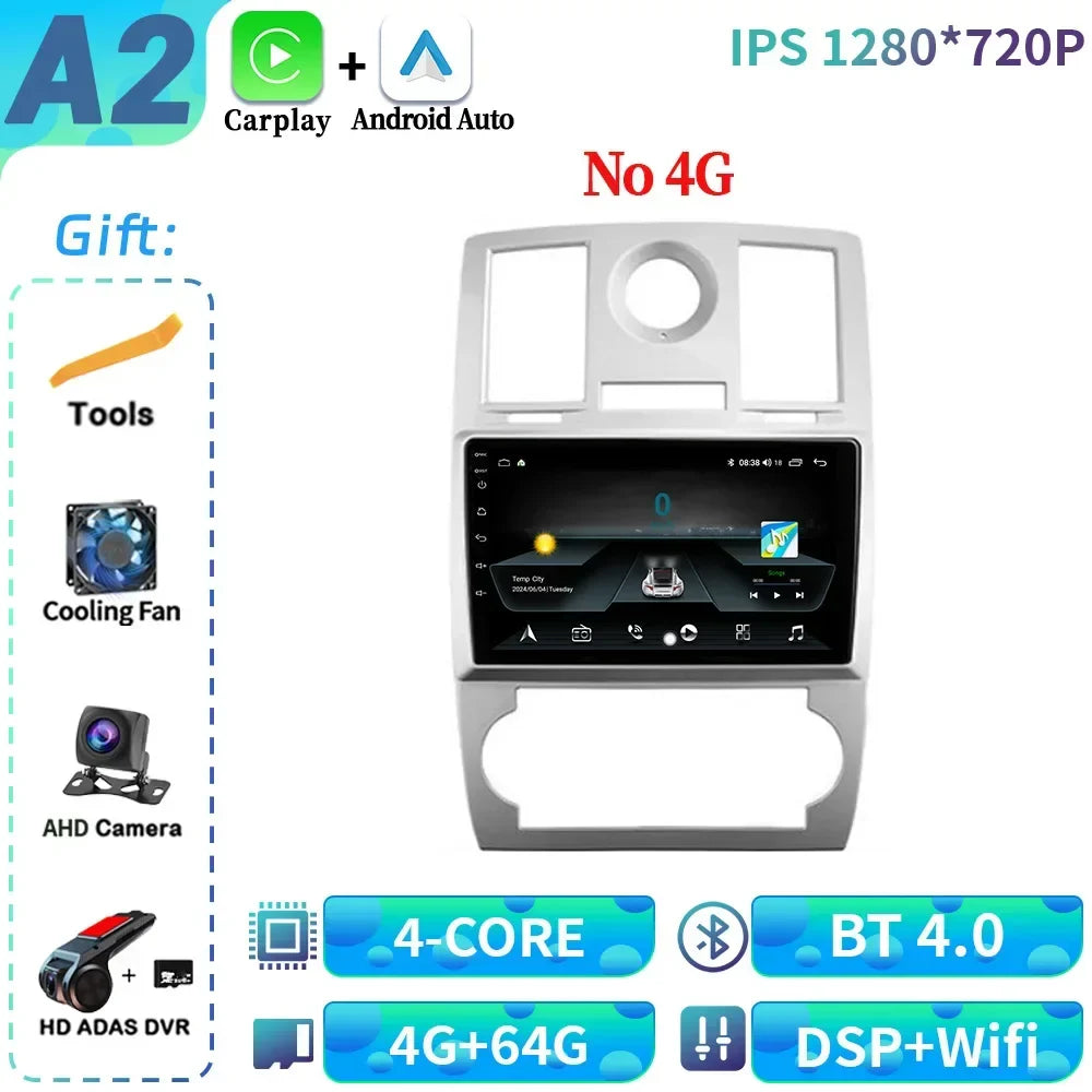 Android 14 For Chrysler 300C 2004-2011 Car Radio 4G GPS BT Carplay Navigation Wireless Bluetooth Carplay Head Unit Touch Screen