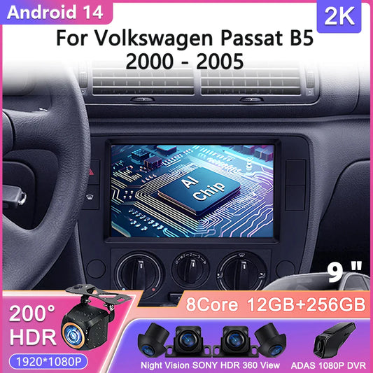 Android 14 Carplay+auto For Volkswagen Passat B5 2000 - 2005 Car Radio Multimedia Video Player Navigation GPS No 2din 2 din dvd